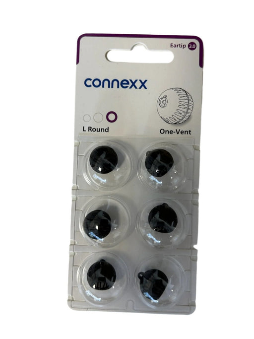 Connexx Eartip 3.0 L Round One-Vent are stainless silicone coverings that protect your hearing aids while allowing them to remain comfortably positioned inside your ear.