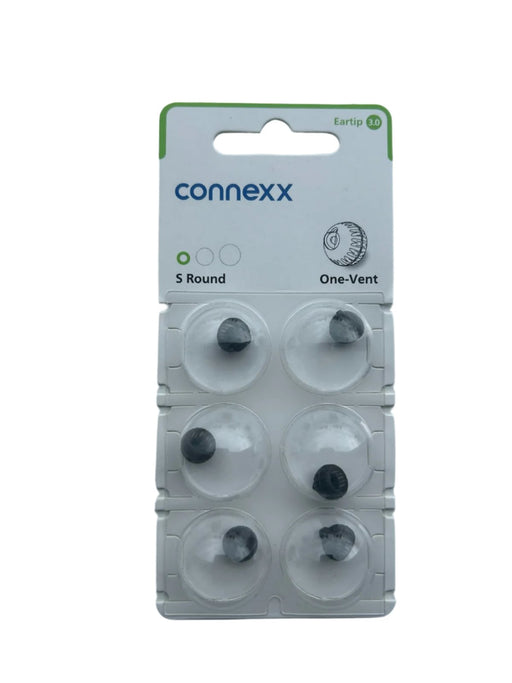 Connexx Eartip 3.0 S Round One-Vent are stainless silicone coverings that protect your hearing aids while allowing them to remain comfortably positioned inside your ear.