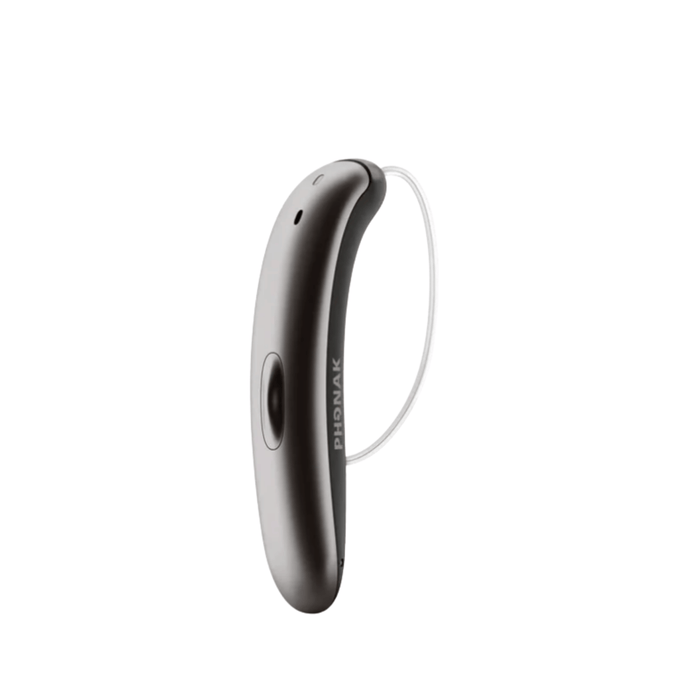 Phonak Slim Lumity hearing aid receiver-in-canal for better speech understanding in noise and more comfortable sleeker fit for those who use glasses, available for an in clinic demo in Ontario.