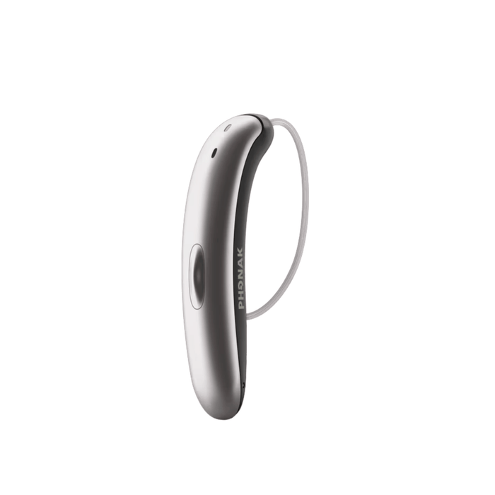 Phonak Slim Lumity hearing aid receiver-in-canal for better speech understanding in noise and more comfortable sleeker fit for those who use glasses, available for an in clinic demo in Ontario.