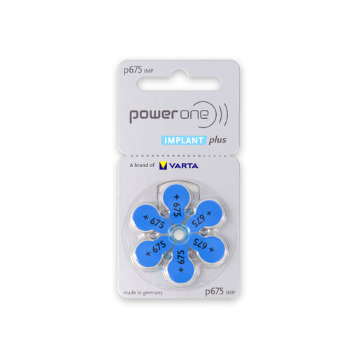 Power One p675 Implant Plus Cochlear Battery - 6 pack