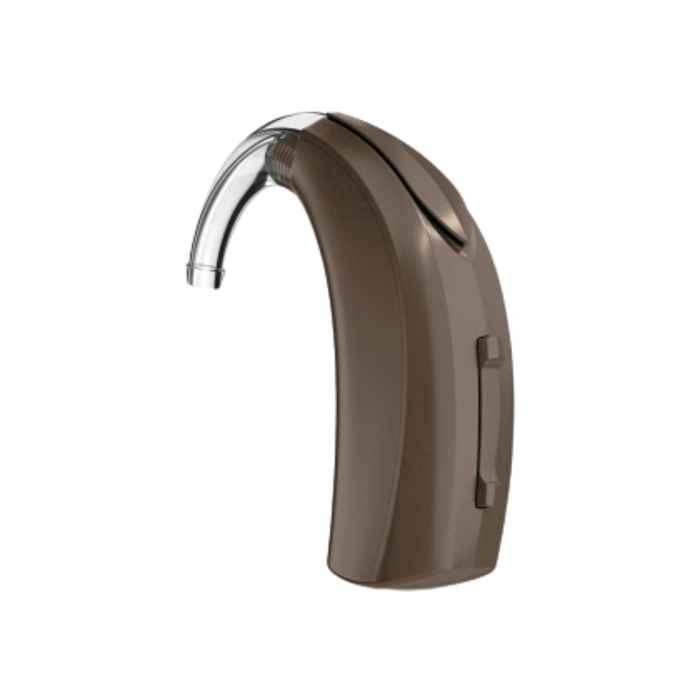 Starkey G Series AI 24 behind-the-ear battery operated power hearing aid for the clearest speech hearing, available for an in clinic demo in Ontario.
