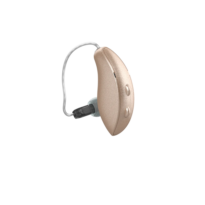 Starkey Genesis AI 24 receiver-in-canal rechargeable hearing aid for crystal clear speech hearing, available for an in clinic demo in Ontario.