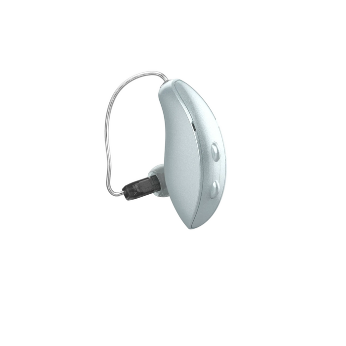 Starkey Genesis AI 24 receiver-in-canal rechargeable hearing aid for crystal clear speech hearing, available for an in clinic demo in Ontario.