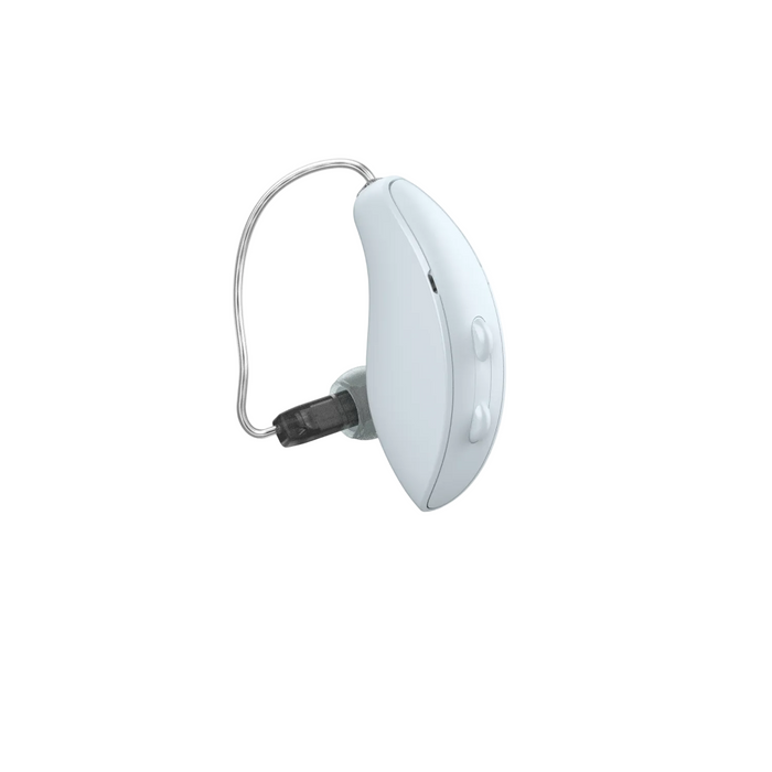 Starkey Genesis AI 24 receiver-in-canal rechargeable hearing aid for crystal clear speech hearing, available for an in clinic demo in Ontario.