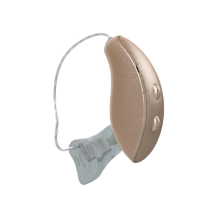 Starkey Omega AI 24 receiver-in-canal rechargeable with telecoil hearing aid for the clearest speech hearing, available for an in clinic demo in Ontario.