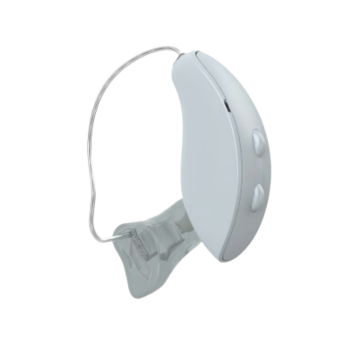 Starkey Omega AI 24 receiver-in-canal rechargeable with telecoil hearing aid for the clearest speech hearing, available for an in clinic demo in Ontario.