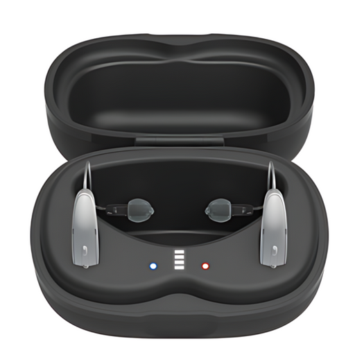 Starkey StarLink Premium Charger 2.0 (mRIC R) compatible with Starkey Genesis AI mRIC R hearing aids.