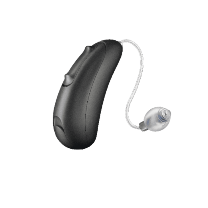Unitron Blu Moxi battery operated hearing aid for speech clarity and balanced hearing, available for an in clinic demo in Ontario.