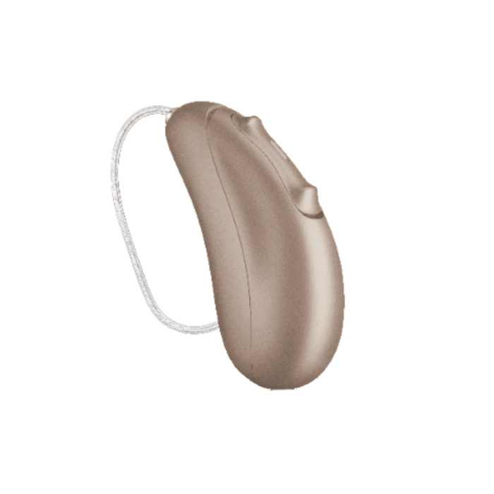 Unitron Blu Moxi rechargeable hearing aid for speech clarity and balanced hearing, available for an in clinic demo in Ontario.