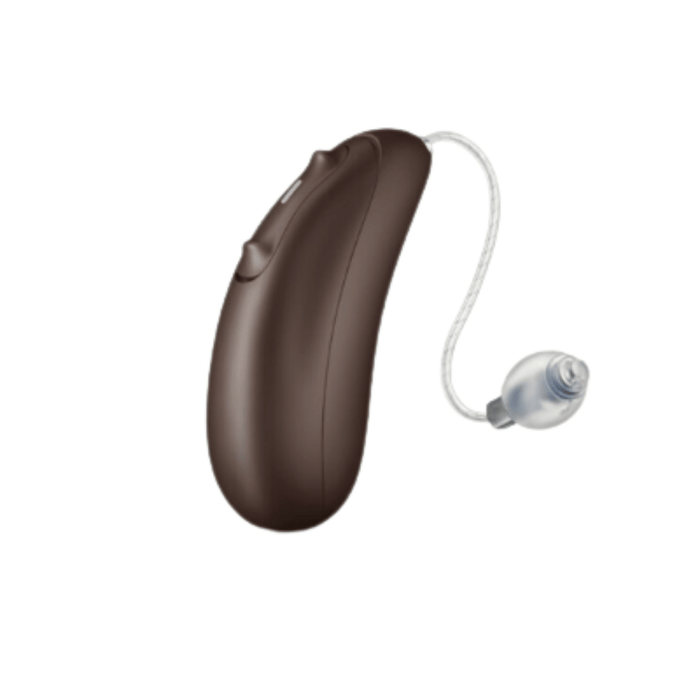 Unitron Blu Moxi rechargeable telecoil hearing aid for speech clarity and balanced hearing, available for an in clinic demo in Ontario.