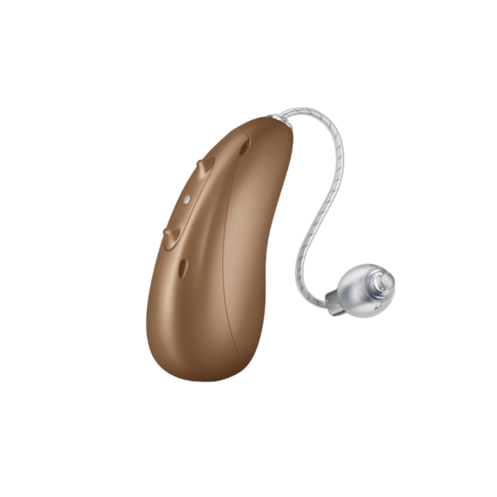 Unitron Smile Moxi rechargeable hearing aid for the clearest speech and balanced hearing, available for an in clinic demo in Ontario.