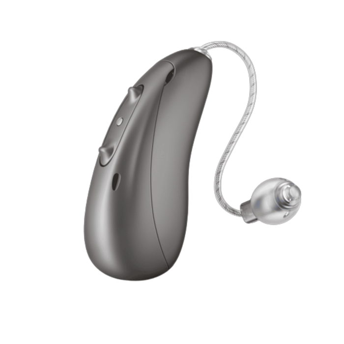 Unitron Smile Moxi rechargeable hearing aid for the clearest speech and balanced hearing, available for an in clinic demo in Ontario.
