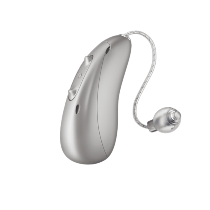 Unitron Smile Moxi rechargeable hearing aid for the clearest speech and balanced hearing, available for an in clinic demo in Ontario.