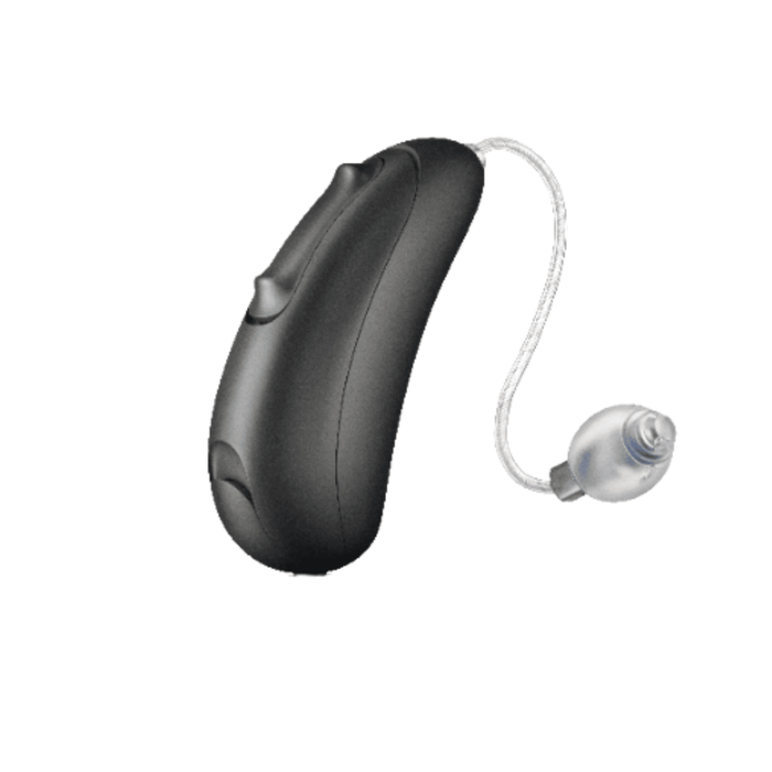 Unitron Vivante Moxi battery operated hearing aid for clear speech and balanced hearing, available for an in clinic demo in Ontario.