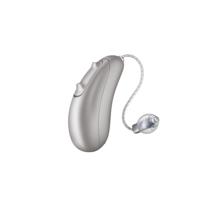Unitron Vivante Moxi rechargeable hearing aid for clear speech and balanced hearing, available for an in clinic demo in Ontario.