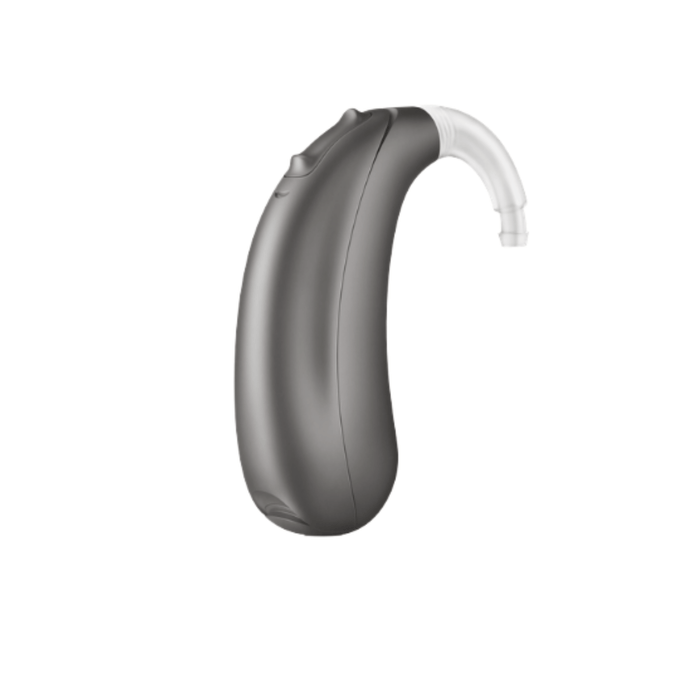 Unitron Vivante Stride battery operated ultra power hearing aid with telecoil for the most powerful, clear speech, and balanced hearing, available for an in clinic demo in Ontario.