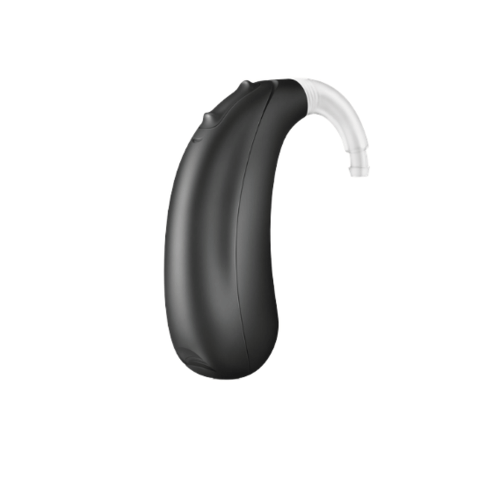 Unitron Vivante Stride battery operated ultra power hearing aid with telecoil for the most powerful, clear speech, and balanced hearing, available for an in clinic demo in Ontario.