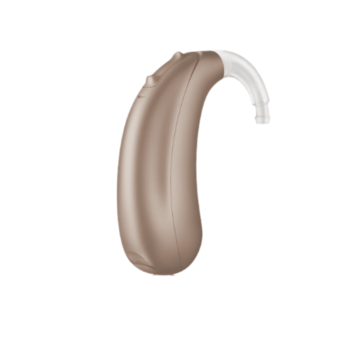 Unitron Vivante Stride battery operated ultra power hearing aid with telecoil for the most powerful, clear speech, and balanced hearing, available for an in clinic demo in Ontario.