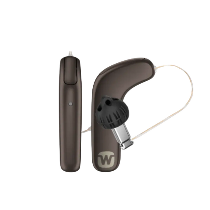 Widex Moment SmartRIC 440 hearing aid receiver-in-canal for natural speech clarity, a sleek behind-the-ear fit, and tinnitus treatment, available for an in clinic demo in Ontario.