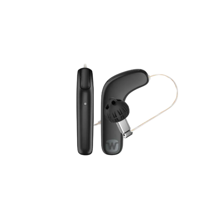 Widex Moment SmartRIC 440 hearing aid receiver-in-canal for natural speech clarity, a sleek behind-the-ear fit, and tinnitus treatment, available for an in clinic demo in Ontario.