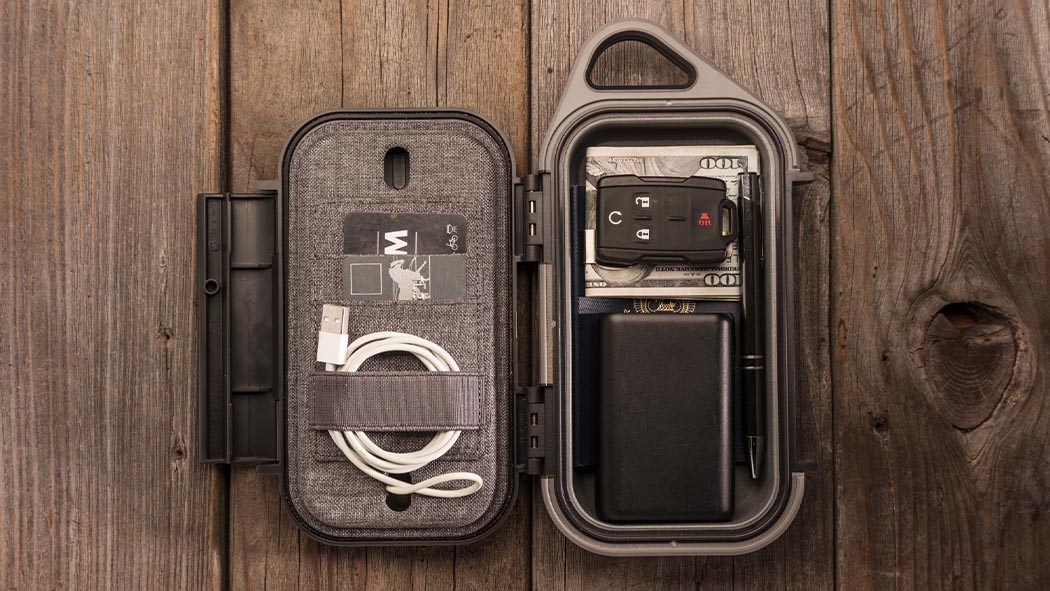 The Pelican G40 GO Case is a watertight storage case for your money, keys, credit cards, cables, and more, that’s crushproof and dustproof.