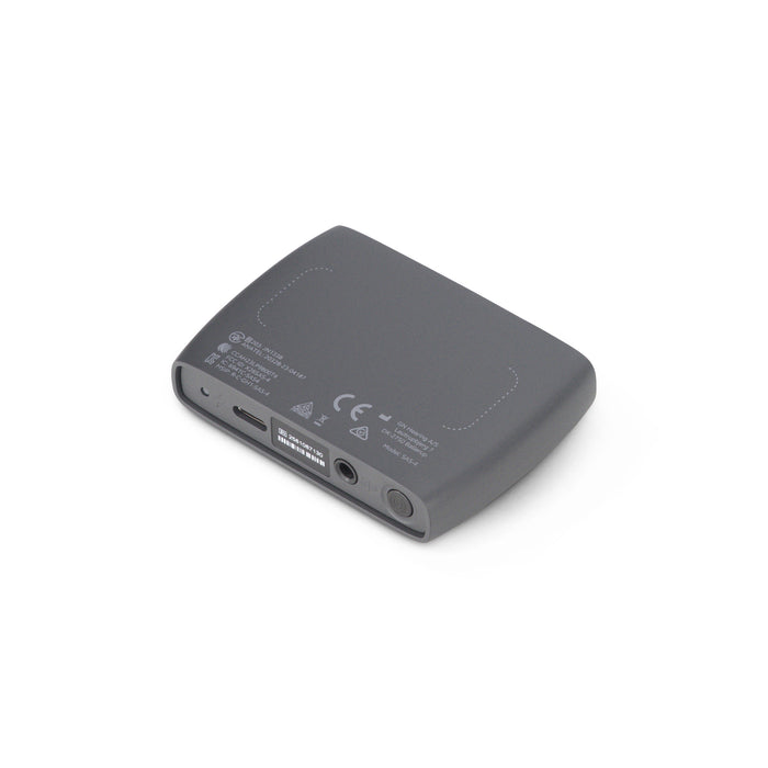 ReSound TV Streamer+ plus supporting Bluetooth® and Auracast™ streams high quality sound from your television, stereo or digital audio devices with speech clarity directly to your hearing aids. Back view