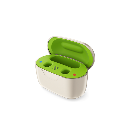 The Phonak Charger Case Go is an inductive hearing aid charger for Phonak Audeo P-RL and Phonak Audeo L-RL (Life) model hearing aids.