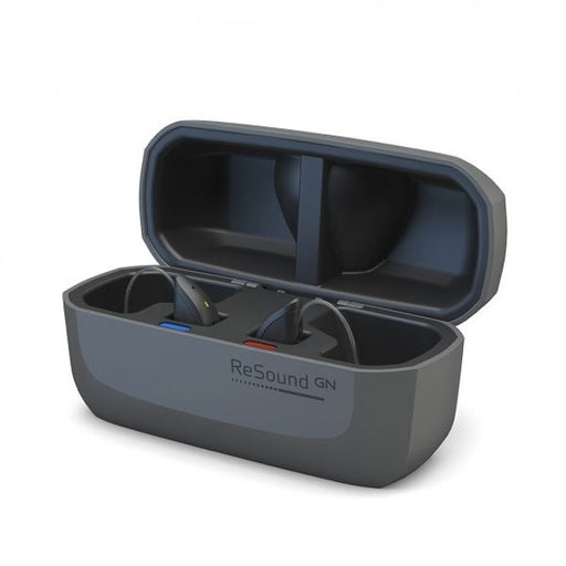 The ReSound Sensia Standard Charger is a simplified counter top charging station for rechargeable ReSound Sensia hearing aids.