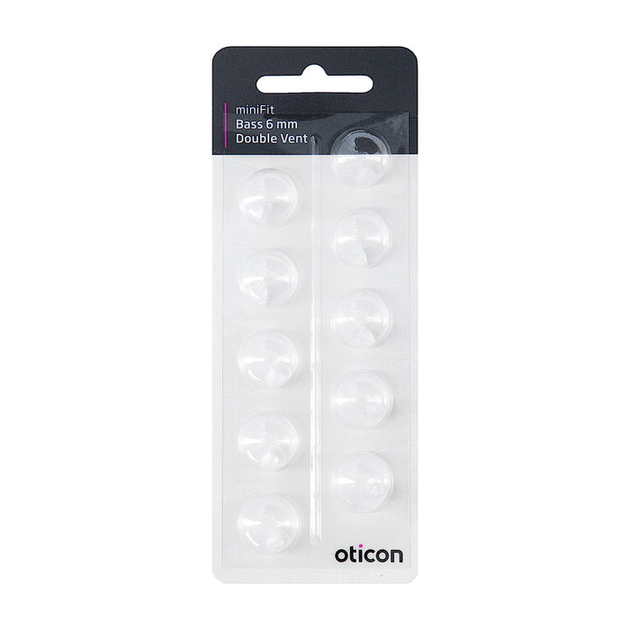 Oticon miniFit Bass 6mm Double Vent Dome in new 2020 Packaging