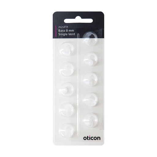 Oticon miniFit 8mm Bass Single Vent Dome Piece in new 2020 Packaging