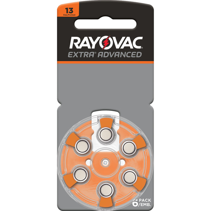 Rayovac Extra Advanced Size 13 Hearing Aid Batteries 6 Pack 2018 Packaging