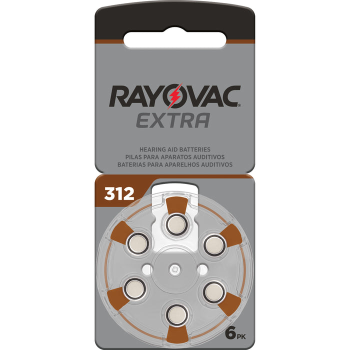 Rayovac Extra Advanced Size 312 Hearing Aid Batteries 6 Pack 2020 Packaging