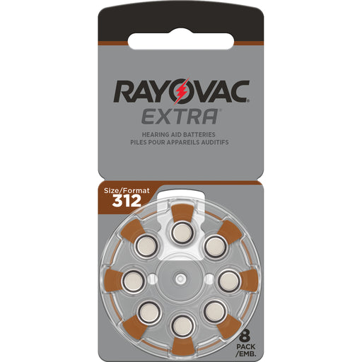 Rayovac Extra Advanced Size 312 Hearing Aid Batteries 8 Pack 2020 Packaging