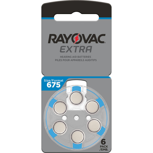 Rayovac Extra Advanced Size 675 Hearing Aid Batteries 6 Pack 2020 Packaging